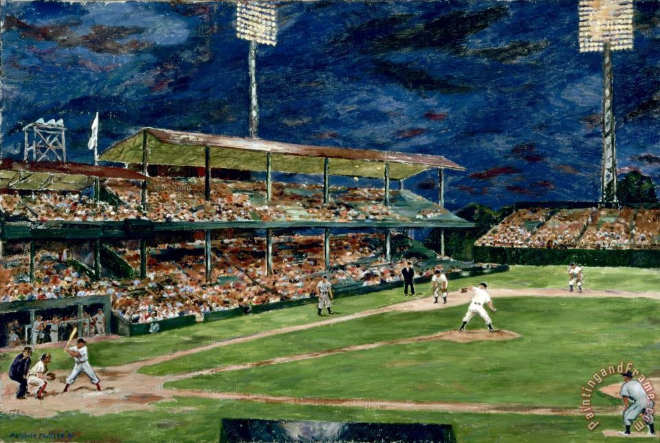 Marjorie Phillips Night Baseball painting - Night Baseball print for sale