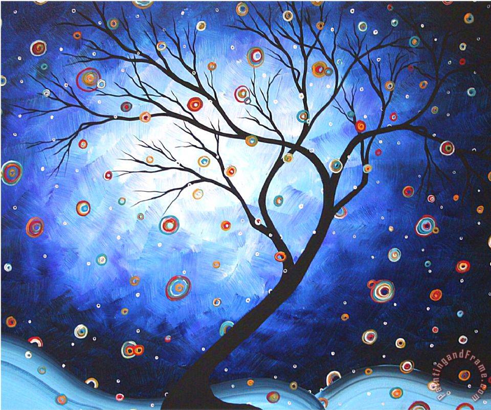 Megan Aroon Duncanson Blue Cascade Painting Blue Cascade Print For Sale