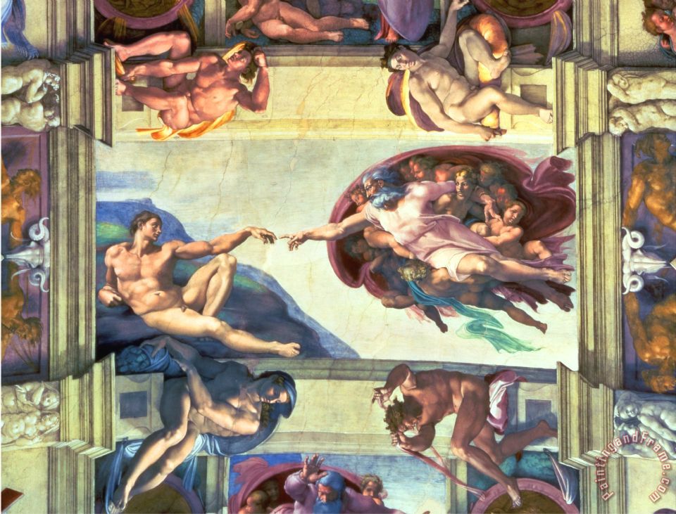 Michelangelo Buonarroti Sistine Chapel Ceiling Creation Of Adam 1510 Painting Sistine Chapel Ceiling Creation Of Adam 1510 Print For Sale