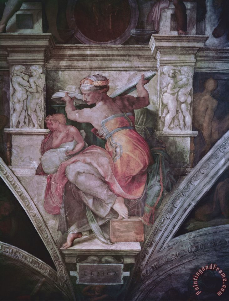 Michelangelo Buonarroti Sistine Chapel Ceiling Libyan Sibyl C 1508 10 Fresco Painting Sistine Chapel Ceiling Libyan Sibyl C 1508 10 Fresco Print For
