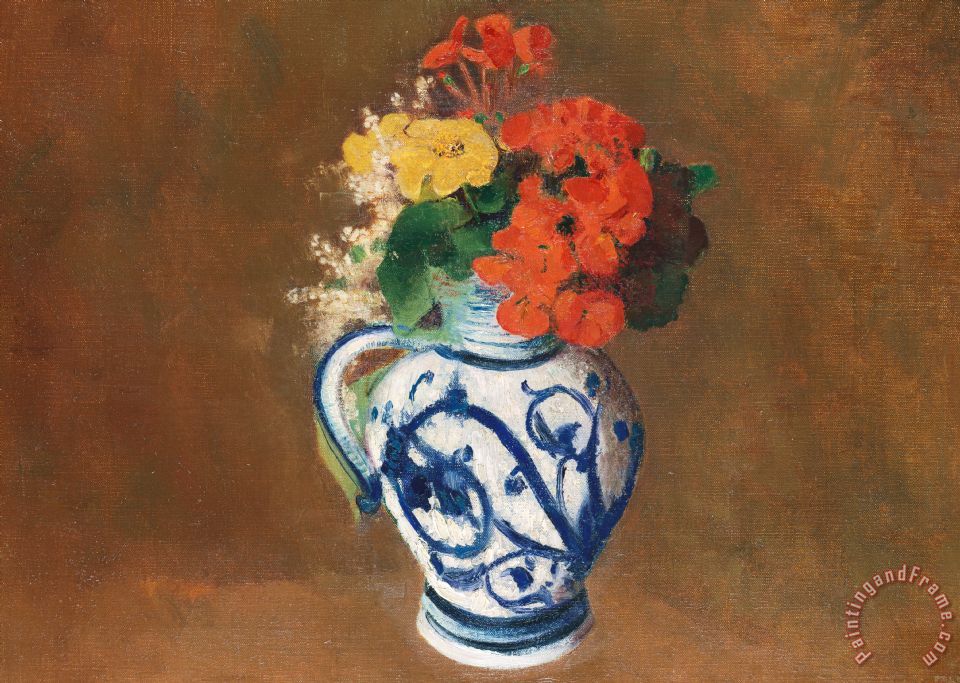 Odilon Redon Flowers In A Blue Vase painting Flowers In A Blue Vase