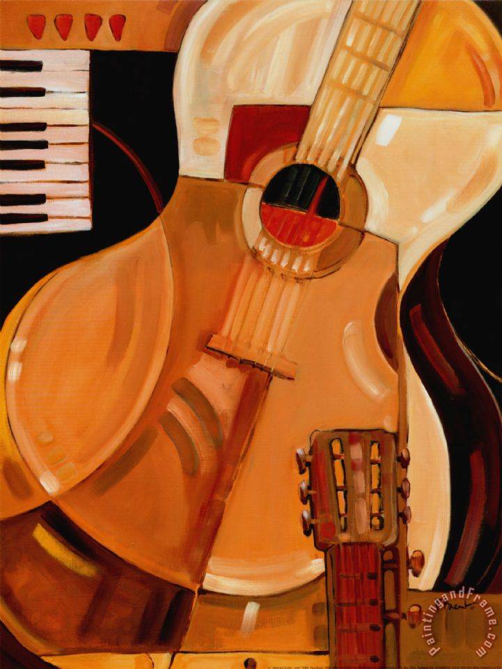 Paul Brent Abstract Guitar painting Abstract Guitar print for sale