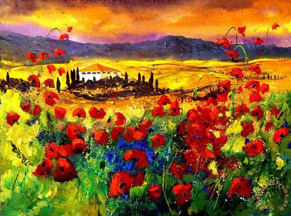 Pol Ledent Tuscany Poppies painting - Tuscany Poppies print for sale
