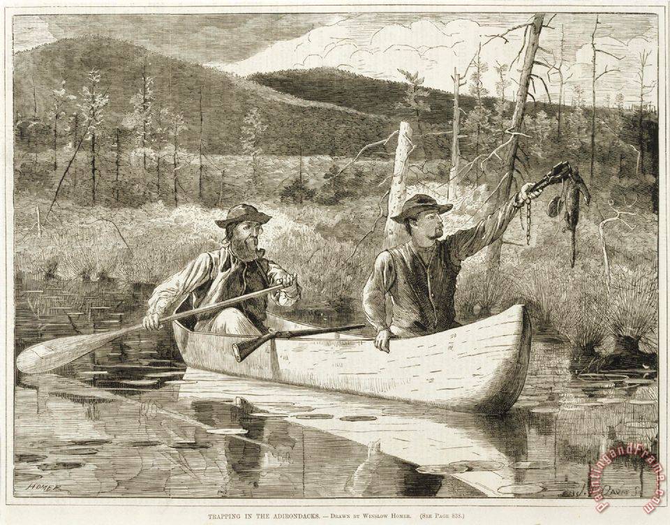 Winslow Homer Trapping in The Adirondacks painting Trapping in The