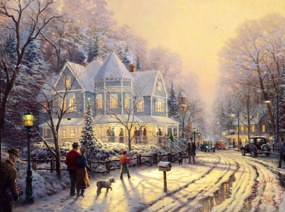 Thomas Kinkade A Holiday Gathering painting - A Holiday Gathering print ...