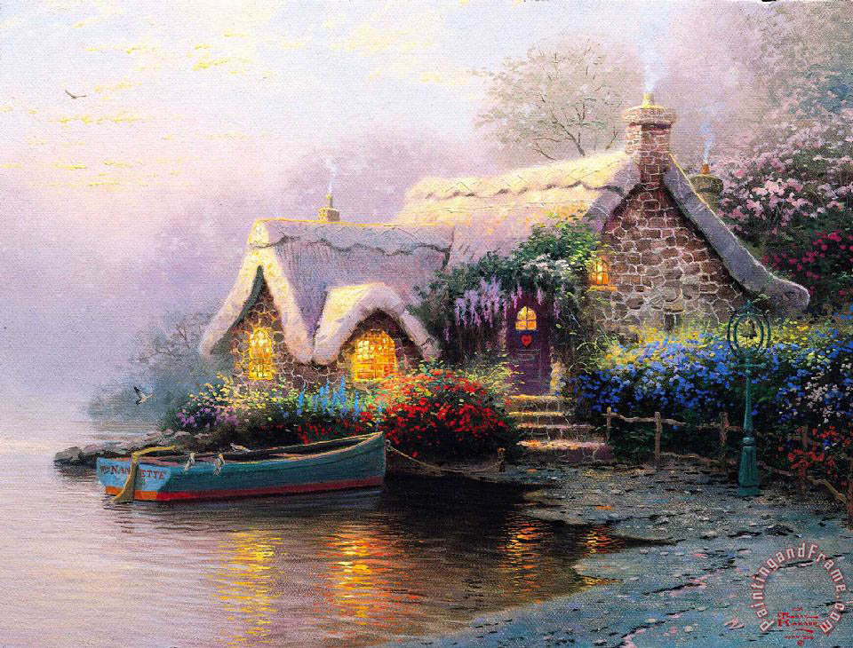 Thomas Kinkade Lochaven Cottage Painting Lochaven