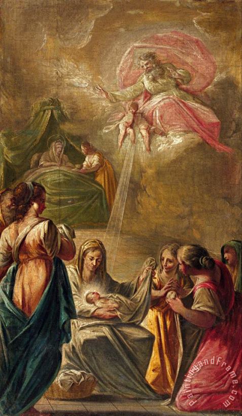 Birth of The Virgin painting - 'El Vigata' Francesc Pla Duran Birth of The Virgin Art Print
