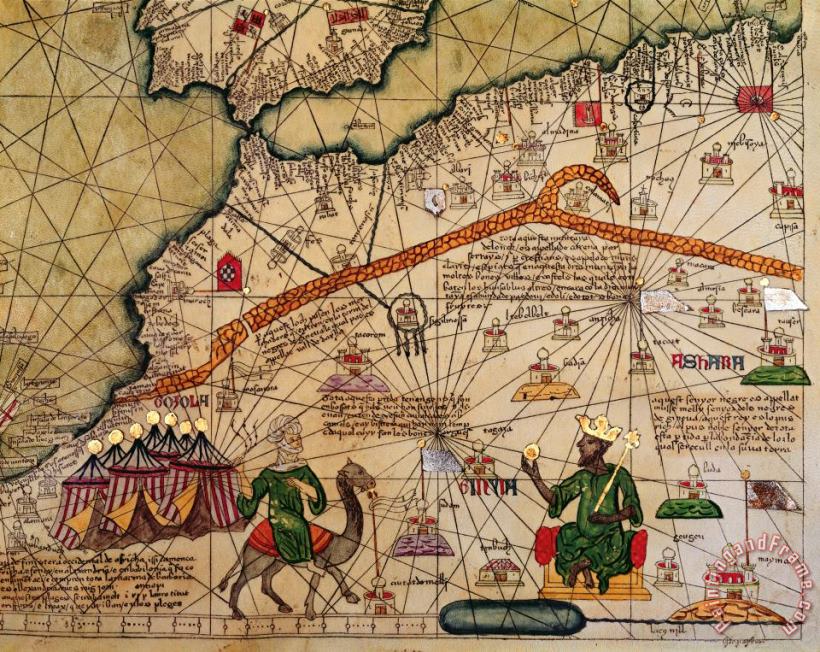 Abraham Cresques Catalan Map of Europe and North Africa Charles V of France in 1381 Art Painting