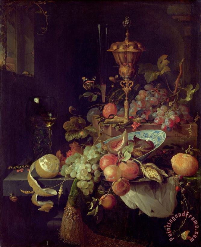 Abraham Mignon Still Life with Fruit And a Beaker on a Cock's Foot Art Painting