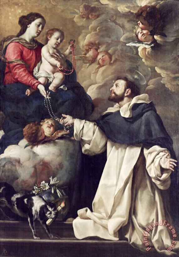 Acisclo Antonio Palomino de Castro y Velasco The Virgin Presenting The Rosary to Saint Dominic Art Painting