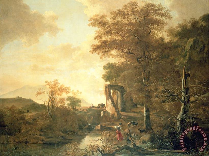 Landscape with Arched Gateway painting - Adam Pynacker Landscape with Arched Gateway Art Print