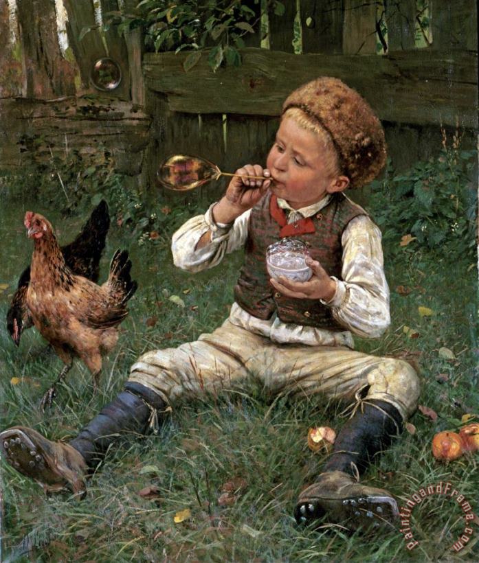Adolf Lins Blowing Bubbles Art Painting