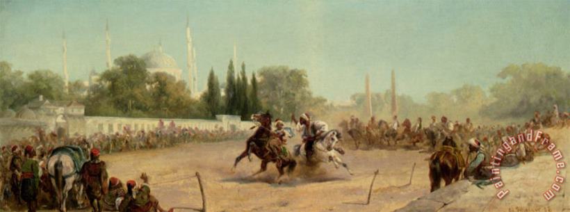A Horse Race in The Hippodrome painting - Adolf Schreyer A Horse Race in The Hippodrome Art Print