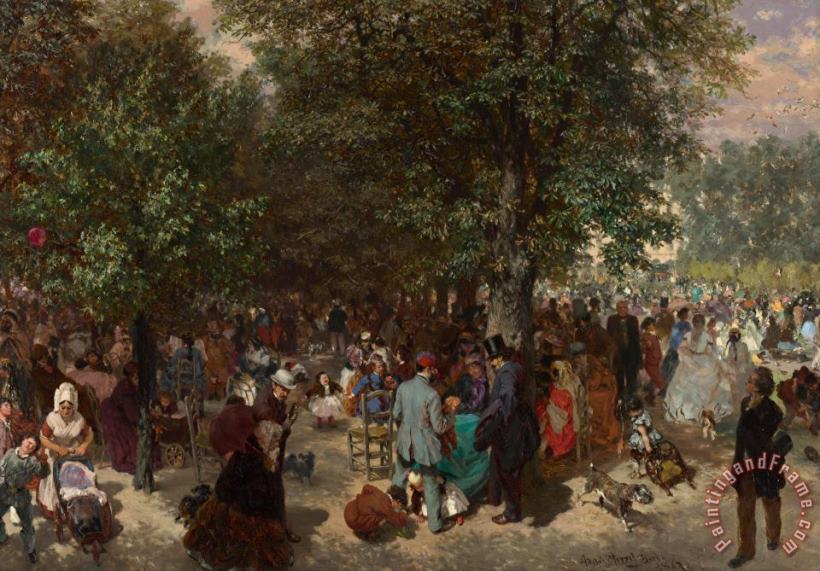 Afternoon In The Tuileries Gardens painting - Adolph Friedrich Erdmann von Menzel Afternoon In The Tuileries Gardens Art Print