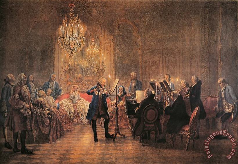 The Flute Concert painting - Adolph Friedrich Erdmann von Menzel The Flute Concert Art Print