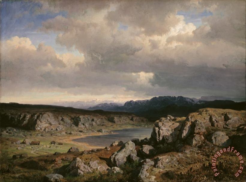Norwegian Highlands painting - Adolph Tidemand & Hans Gude Norwegian Highlands Art Print