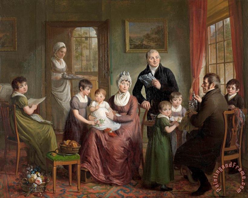 Adriaan de Lelie Portrait of The Family of Adriaan Bonebakker with Dirk L. Bennewitz Art Painting