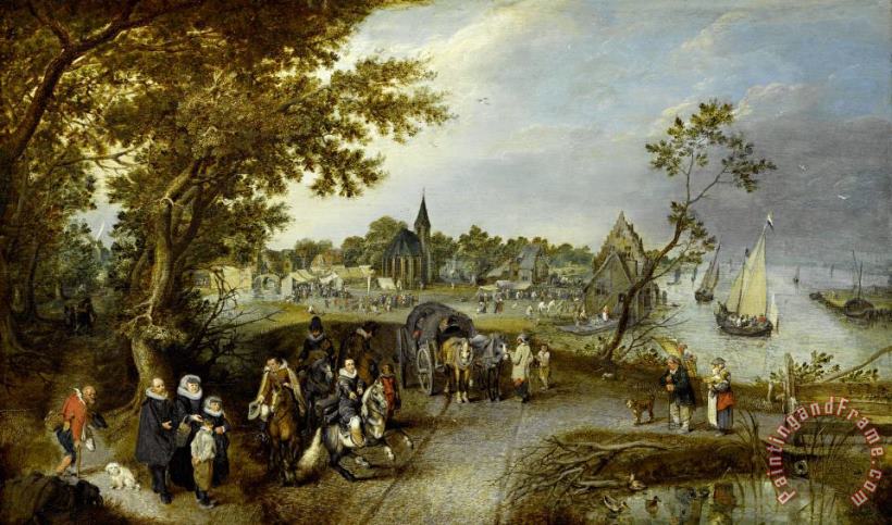 Adriaen Pietersz. van de Venne Landscape with Figures And a Village Fair (village Kermesse) Art Print