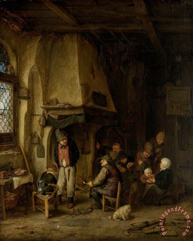 Adriaen Van Ostade 'the Skaters': Peasants in an Interior Art Painting