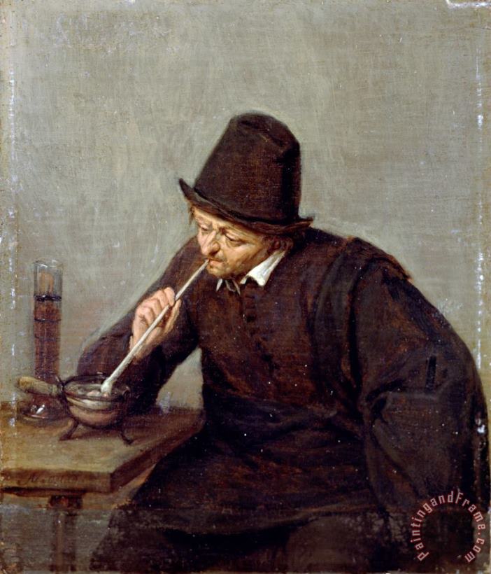 Adriaen Van Ostade A Man Smoking Art Painting