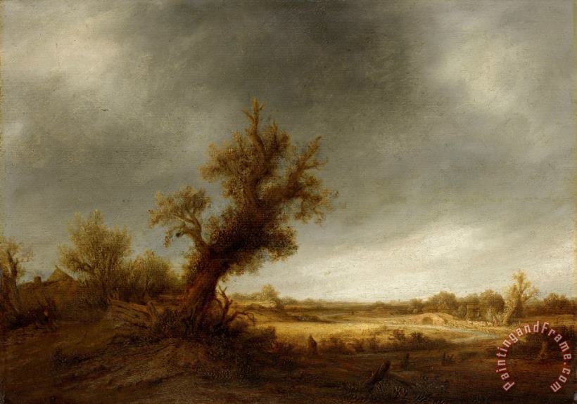 Landscape with an Old Oak painting - Adriaen Van Ostade Landscape with an Old Oak Art Print