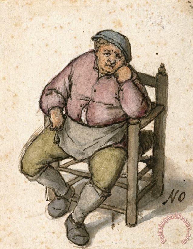 Adriaen Van Ostade Seated Man with a Pipe Art Print