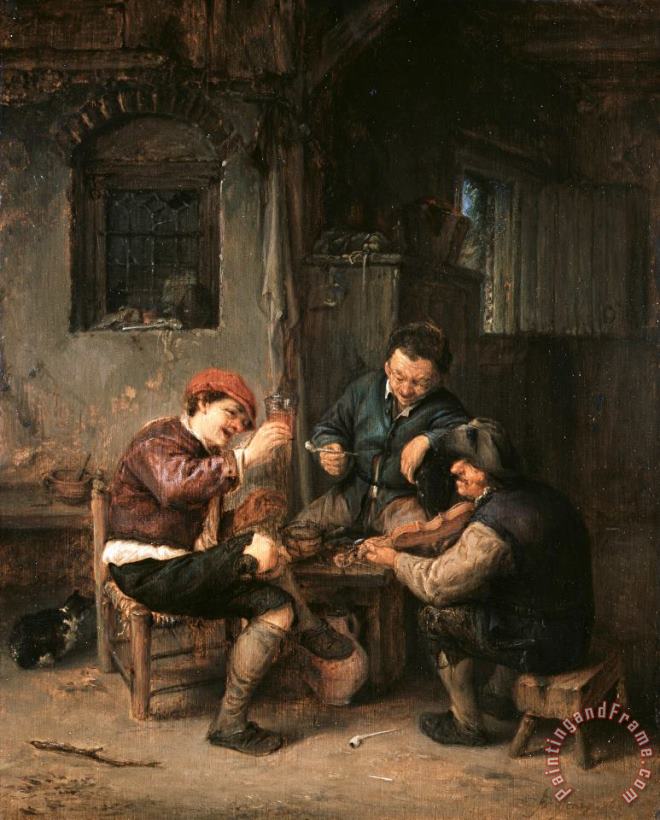 Three Peasants at an Inn painting - Adriaen Van Ostade Three Peasants at an Inn Art Print