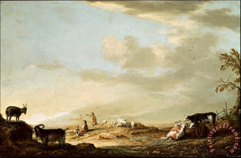 Aelbert Cuyp Landscape with Cattle And Figures Art Painting