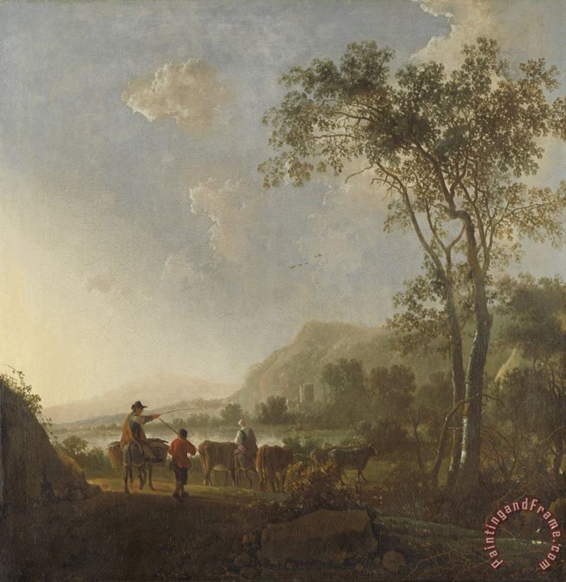 Aelbert Cuyp Landscape with Herdsmen And Cattle Art Painting