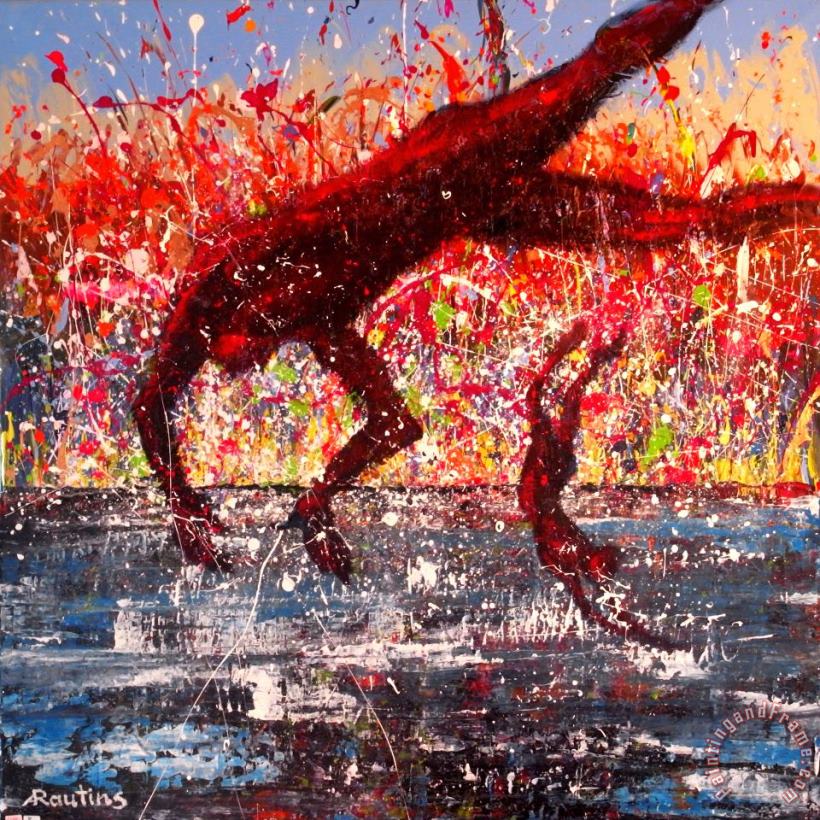 Swimmers painting - Agris Rautins Swimmers Art Print