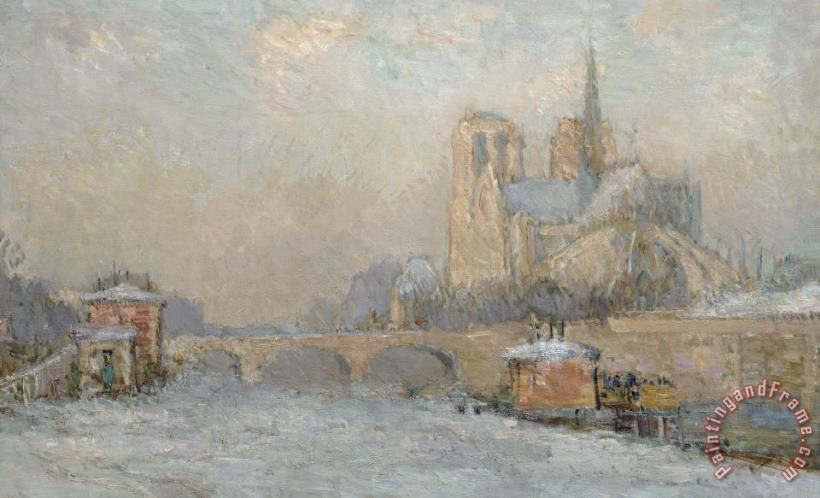 Albert-Charles Lebourg Quai de la Tournelle and Notre-Dame de Paris Art Painting