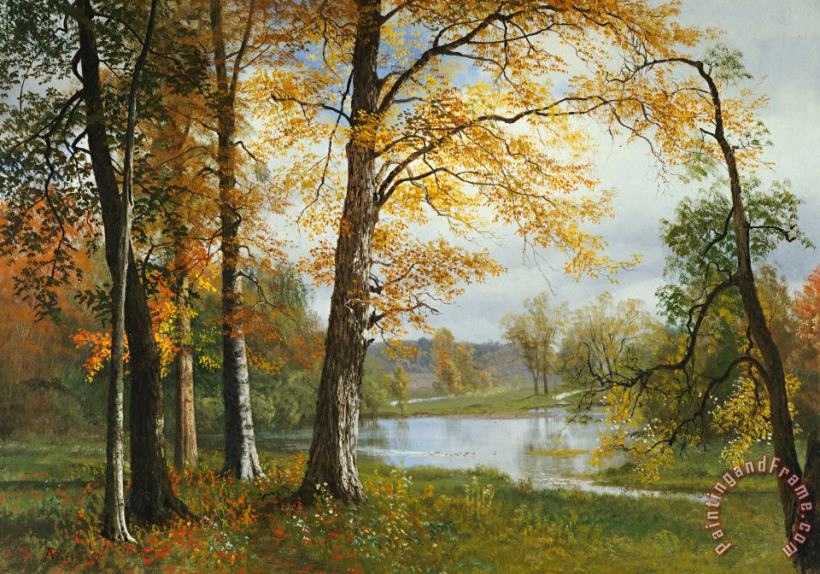 Albert Bierstadt A Quiet Lake Art Painting