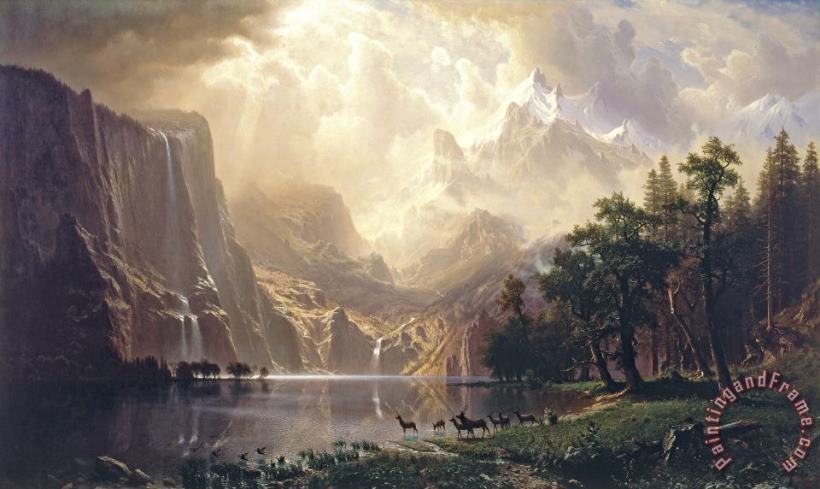 Albert Bierstadt Among The Sierra Nevada Mountains California Art Painting