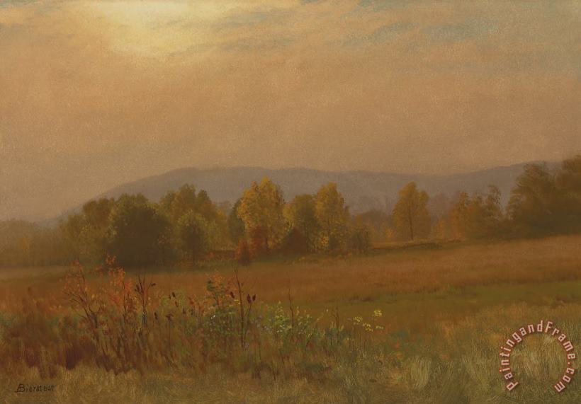 Autumn Landscape New England painting - Albert Bierstadt Autumn Landscape New England Art Print