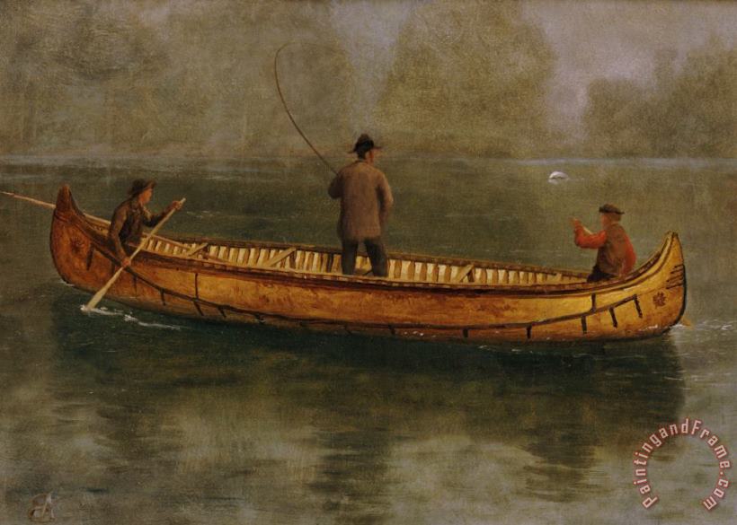 Albert Bierstadt Fishing from a Canoe Art Print