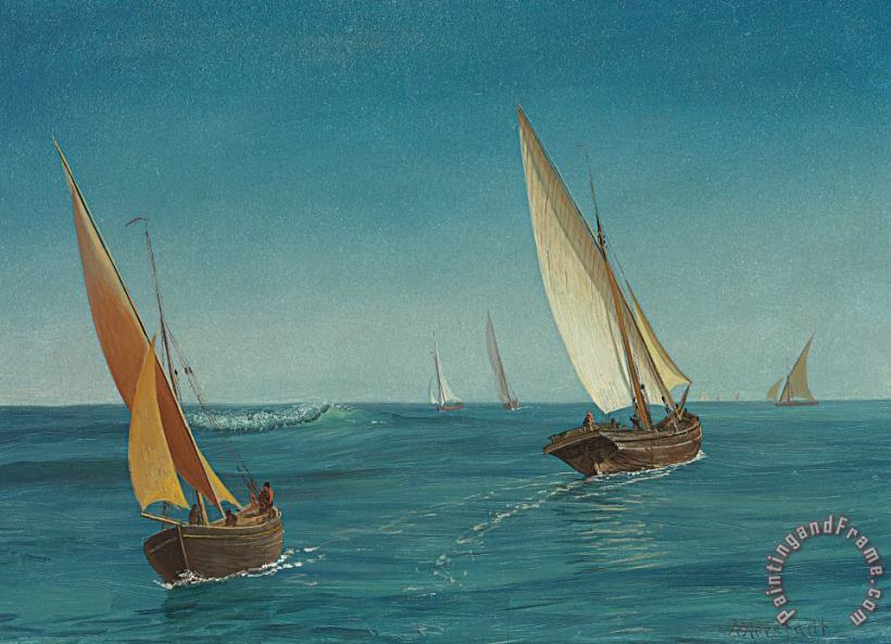 On The Mediterranean painting - Albert Bierstadt On The Mediterranean Art Print