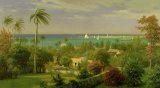 A View at Hampstead with Stormy Weather Prints - Panoramic View of the Harbour at Nassau in the Bahamas by Albert Bierstadt