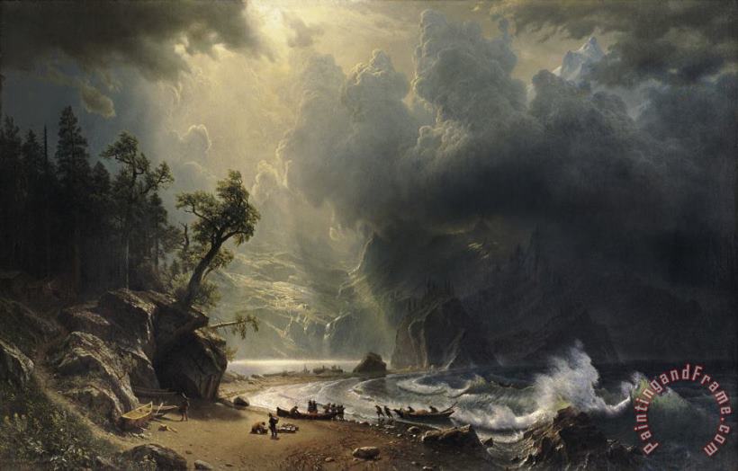 Albert Bierstadt Puget Sound on The Pacific Coast Art Painting