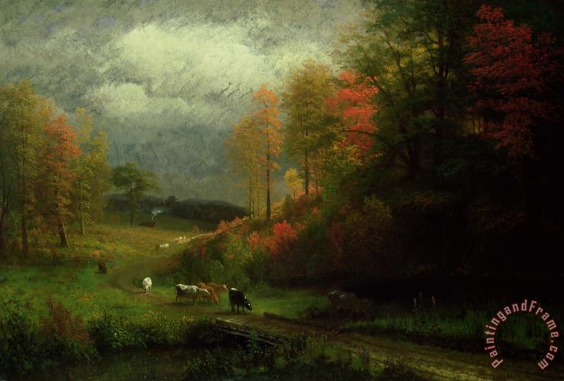 Albert Bierstadt Rainy Day in Autumn Art Painting