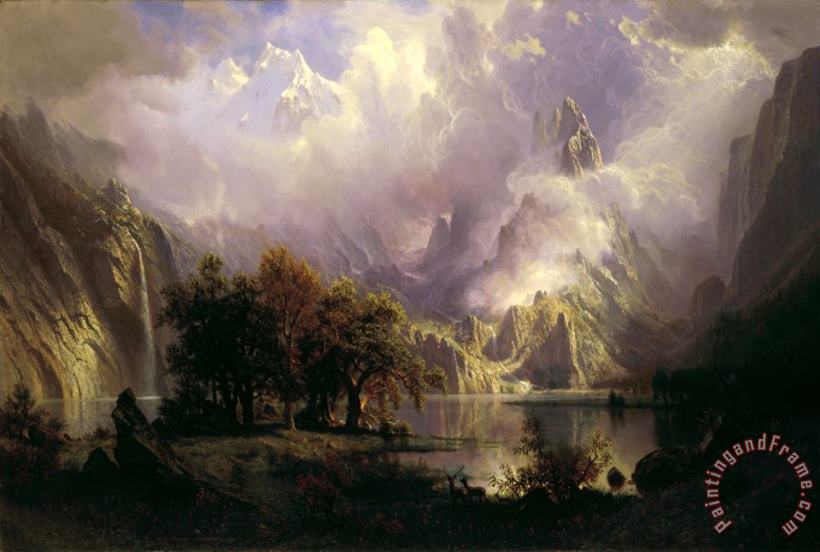 Rocky Mountain Landscape painting - Albert Bierstadt Rocky Mountain Landscape Art Print
