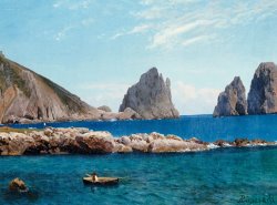 Albert Bierstadt Rowing off the Rocks