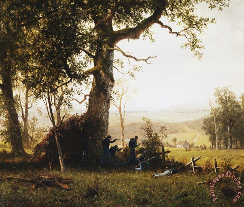 Albert Bierstadt Union Soldiers Fighting in The Field Art Painting