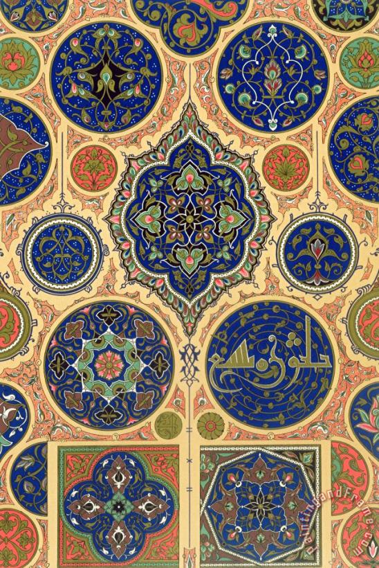 Arabian Decoration Plate Xxvii From Polychrome Ornament painting - Albert Charles August Racinet Arabian Decoration Plate Xxvii From Polychrome Ornament Art Print