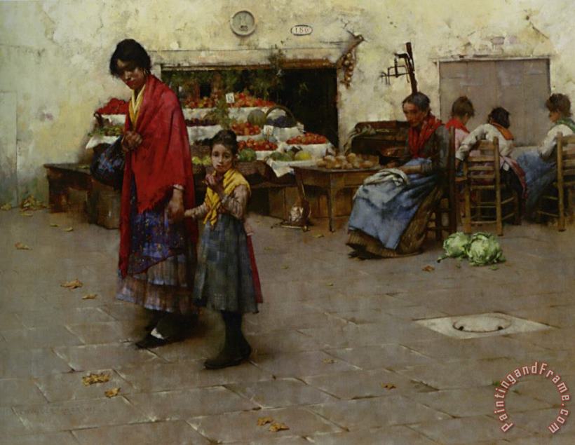Albert Chevallier Tayler Day at The Market Art Painting
