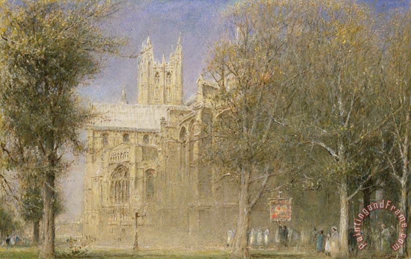 Canterbury Cathedral painting - Albert Goodwin Canterbury Cathedral Art Print