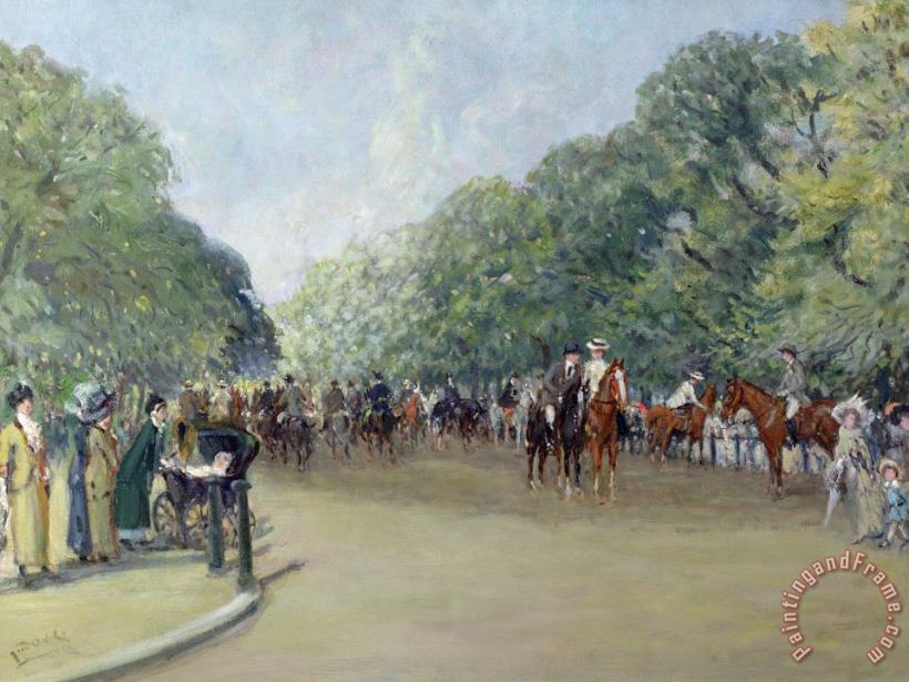 View Of Hyde Park With Figures On Rotten Row painting - Albert Jnr Ludovici View Of Hyde Park With Figures On Rotten Row Art Print