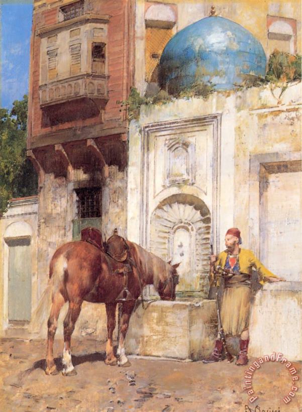 At The Well painting - Alberto Pasini At The Well Art Print
