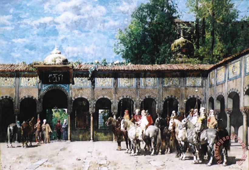 Alberto Pasini Circassian Knights Waiting for Their Leader Art Print