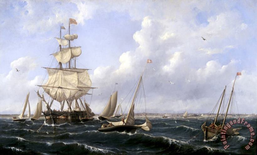 Albertus van Beest View of Shipping in New Bedford Harbor Art Painting