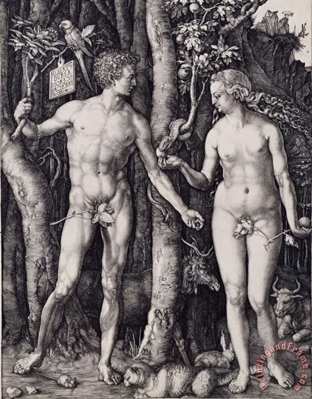 Adam And Eve Engraving painting - Albrecht Durer Adam And Eve Engraving Art Print